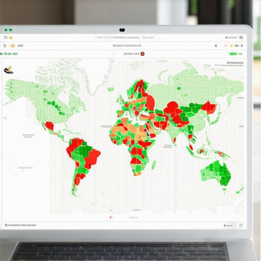 A digital dashboard showing a local search grid with ranking markers across a city map to track map health and SEO performance.