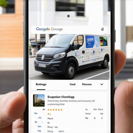 Optimized Google Business Profile on Mobile A smartphone displaying a highly optimized Google Maps profile for a local service business showing active engagement.