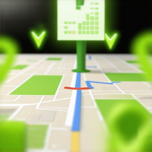 Digital map showing successful local SEO optimization and rising business metrics.