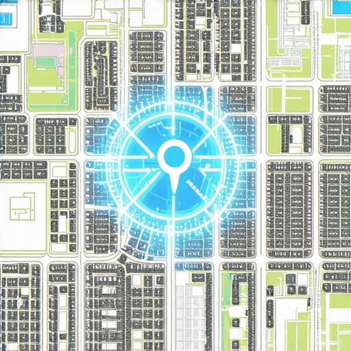 A 3D map showing a focused 15-mile radius for a service area business on Google Maps.