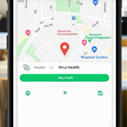 A smartphone showing an optimized Google Business Profile with high map health indicators.