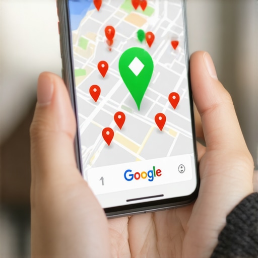 Optimizing Map Health for Local Businesses Smartphone showing local map rankings and business visibility improvement.