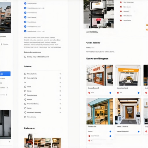 A split screen showing Google Business Profile category settings and a successful local retail store.