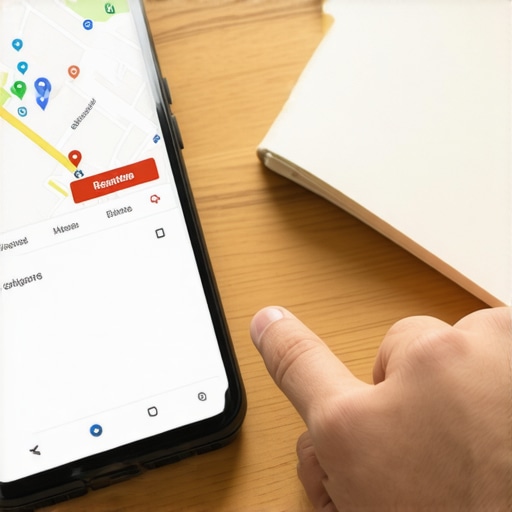 A smartphone showing a Google Business Profile category being optimized for local search.