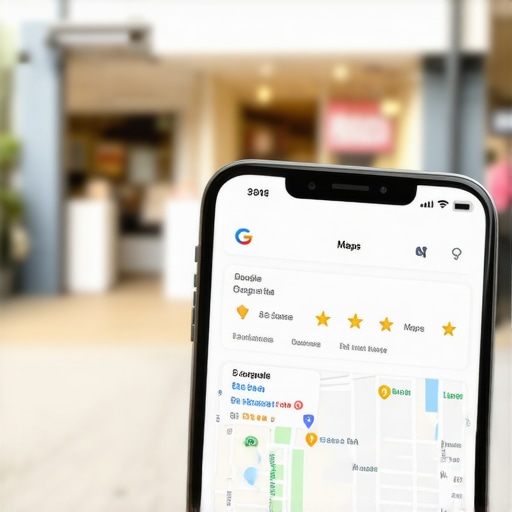 Optimizing local maps for real-world business growth A smartphone displaying a highly ranked local business profile on Google Maps