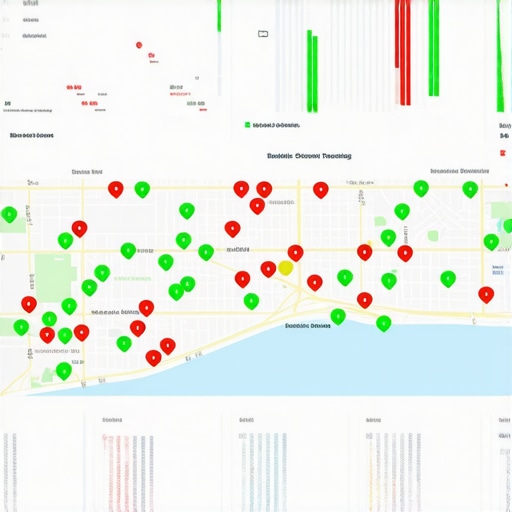 A grid-based rank tracking report showing local map visibility performance for a business profile.