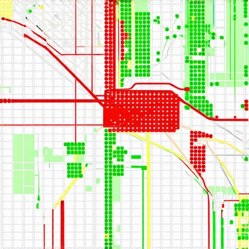 Proximity Ranking Grid Example A heat map grid showing Google Maps ranking positions across a city.