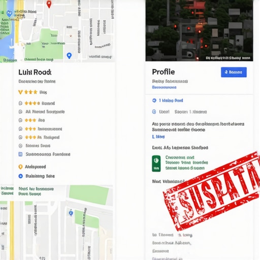 The Danger of Keyword Stuffing Google Business Profiles Comparison of a healthy local listing versus a suspended listing due to name stuffing