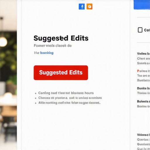 Screenshot showing a Google Business Profile dashboard with pending user-suggested edits that could cause data mismatches.