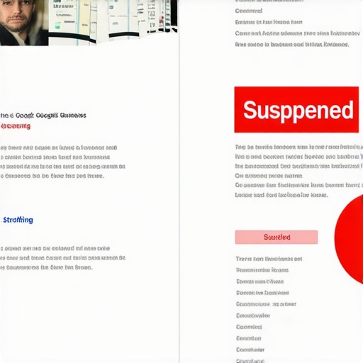The Risks of Keyword Stuffing on Google Maps Comparison showing a suspended Google Business Profile due to naming policy violations.