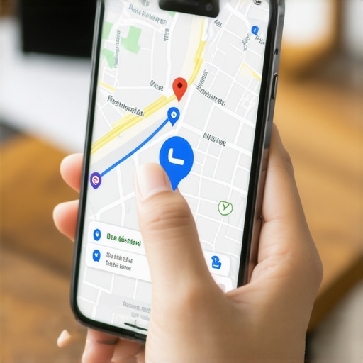 Close-up of a user clicking the call button on a local business Google Maps profile to contact a contractor.