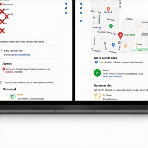 A split screen showing a messy local business profile versus a perfectly optimized Google Maps listing.