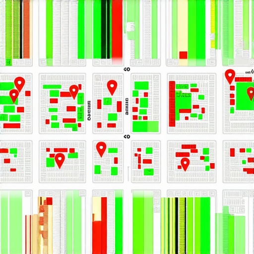 A local SEO rank tracking grid showing search visibility across different geographic points.