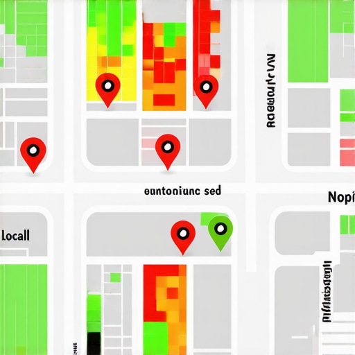 Local SEO heat map showing ranking variance across a city neighborhood