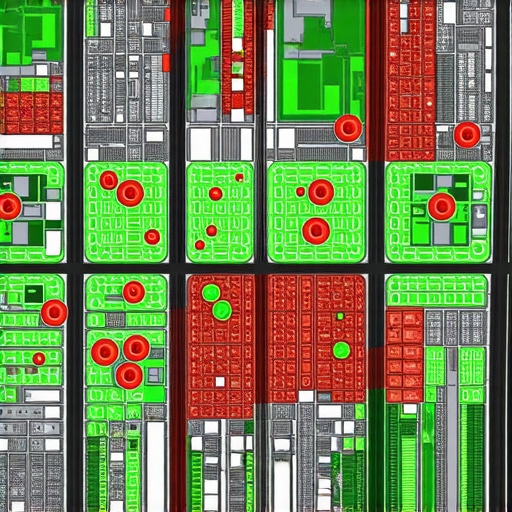 A digital map displaying a grid of local ranking positions to track map health and visibility.