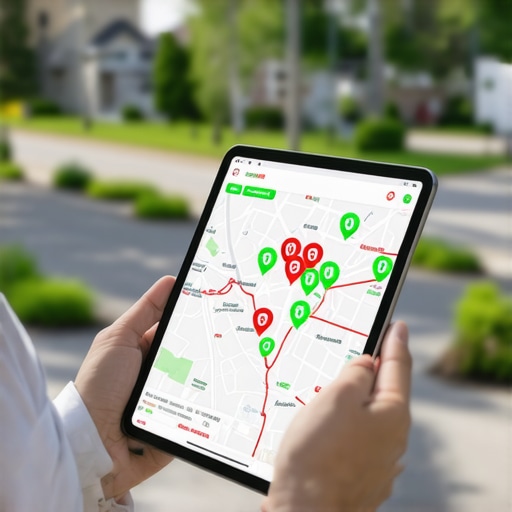 A digital map showing local SEO ranking positions across a specific geographic area.